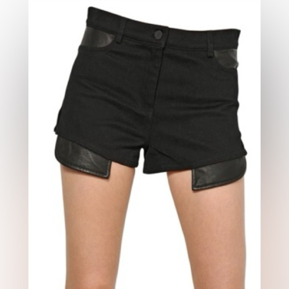 Alexander Wang Runway Black Women's Shorts with Leather Accents Size 26
